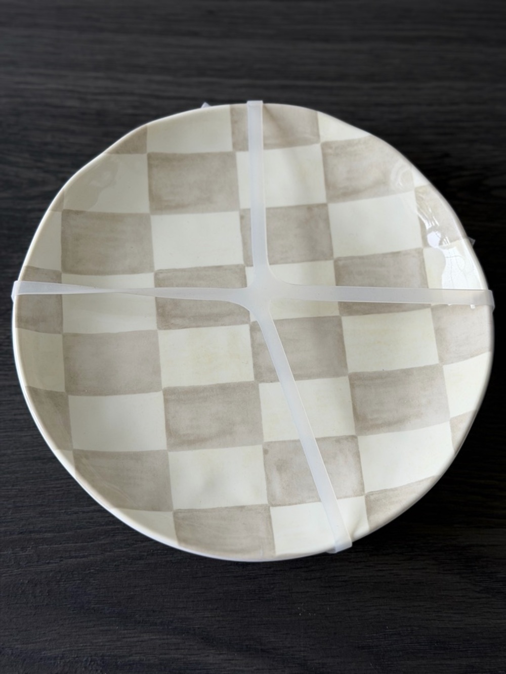 Tan Beige Tan checker Plates Shiny Salad appetizer Plate Melamine Checker x4